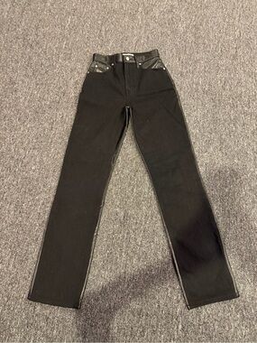 Abercrombie & Fitch Half Denim Half Vegan Leather Pants Size 25 Black Ultra High
